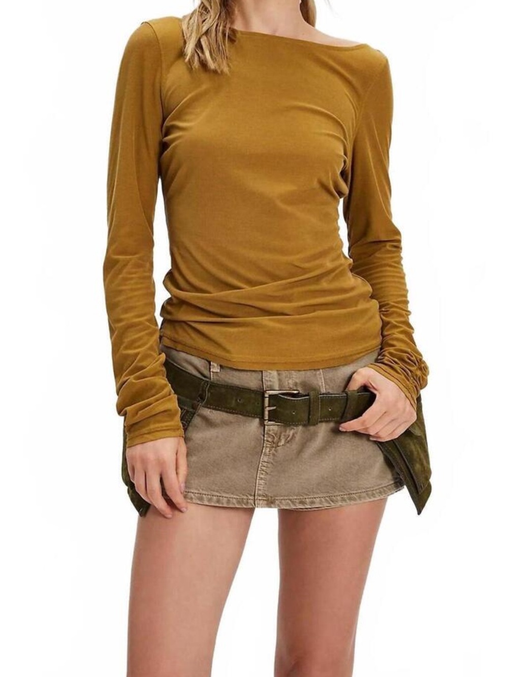 Free People Riley Low Back T-Shirt in Dried Tobacco Size Small NWT